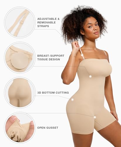Women's Strapless Tummy Control Bodysuit with Butt Lifter